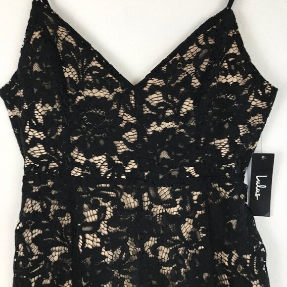 Lulus Lace Overlay Spaghetti Strap Midi Dress Black  Size Medium  NWT - Picture 4 of 10